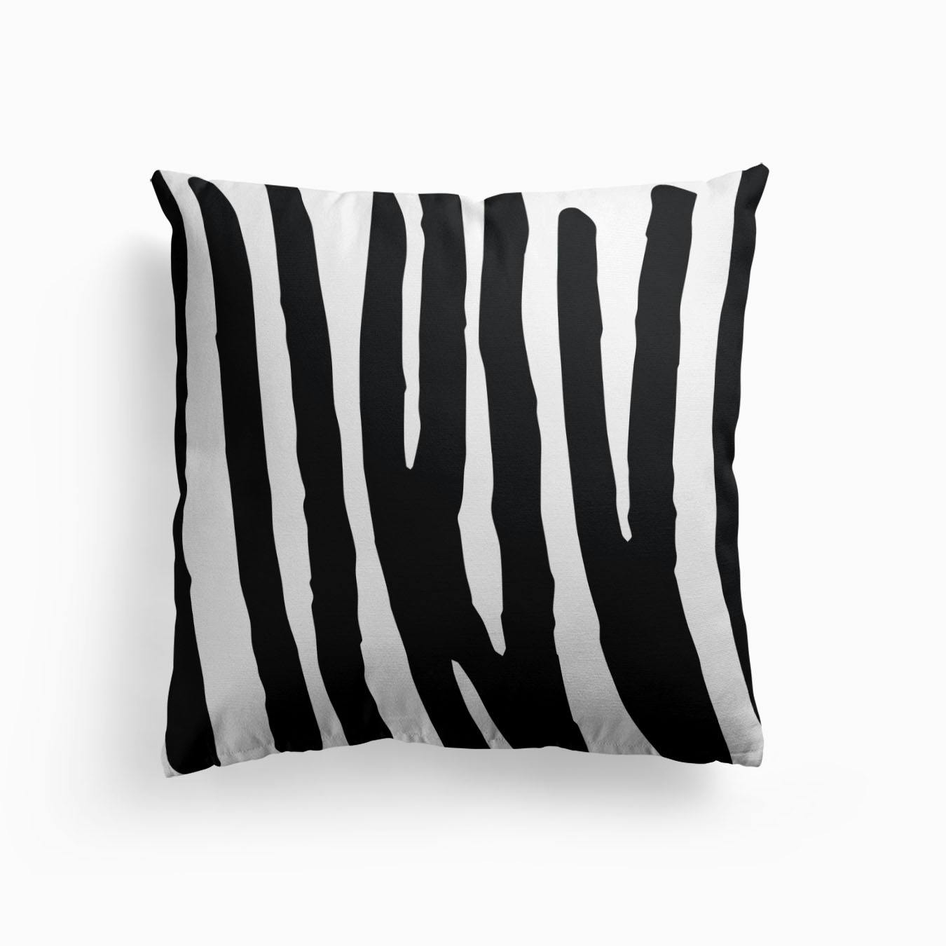 Stripes Cushion by Kim Hubball Fy Striped Black & White Faux Suede Pillow